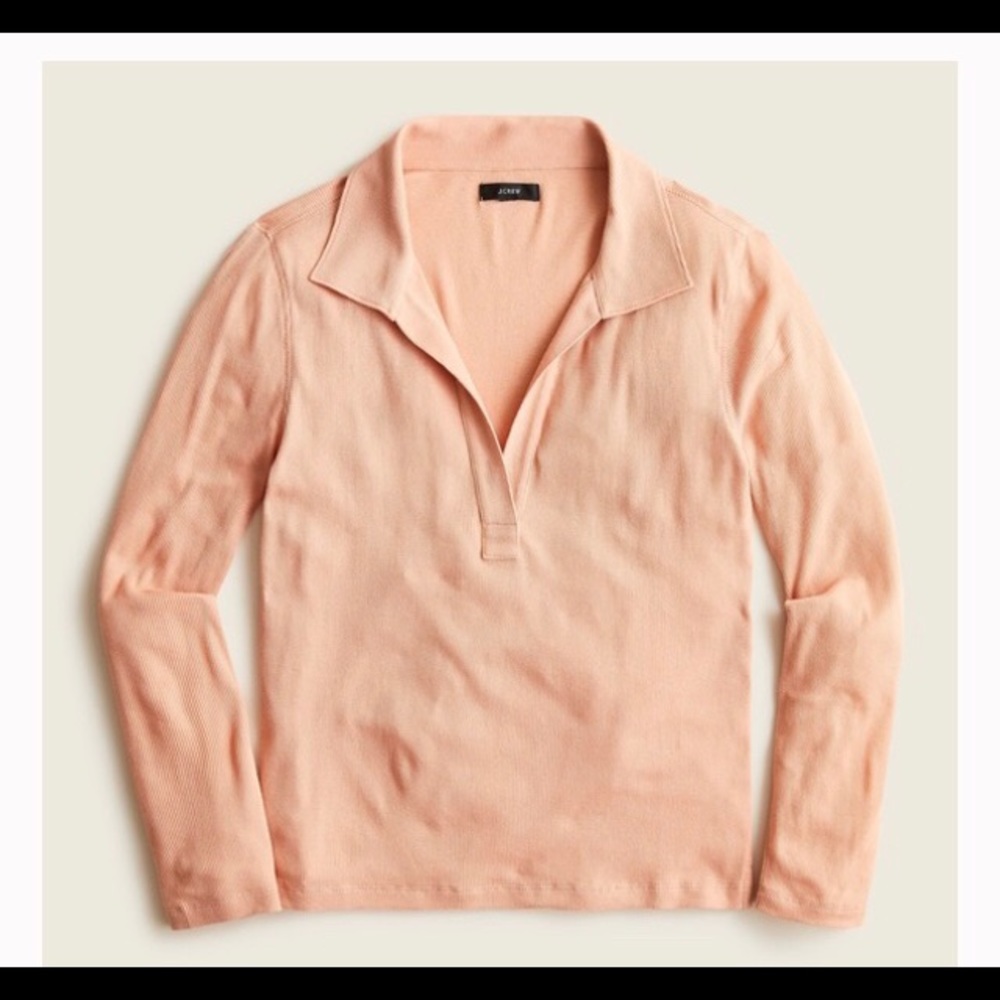 J. Crew Ribbed Polo T-shirt Warm Taupe